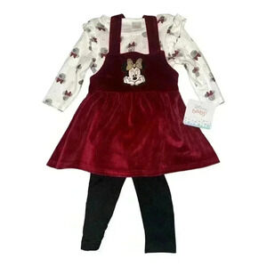 Disney Girls 3 Piece Minnie Mouse Legging/Dress Set, 3-6M